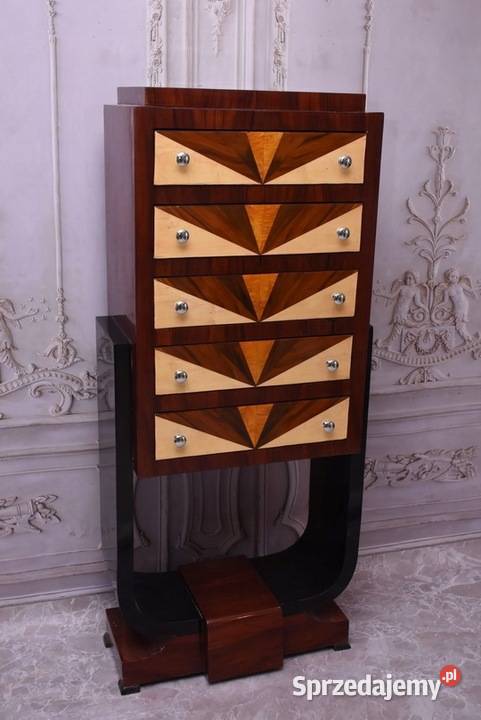 Drewniana Komoda Art Deco 5 Szuflad Regał Kraków