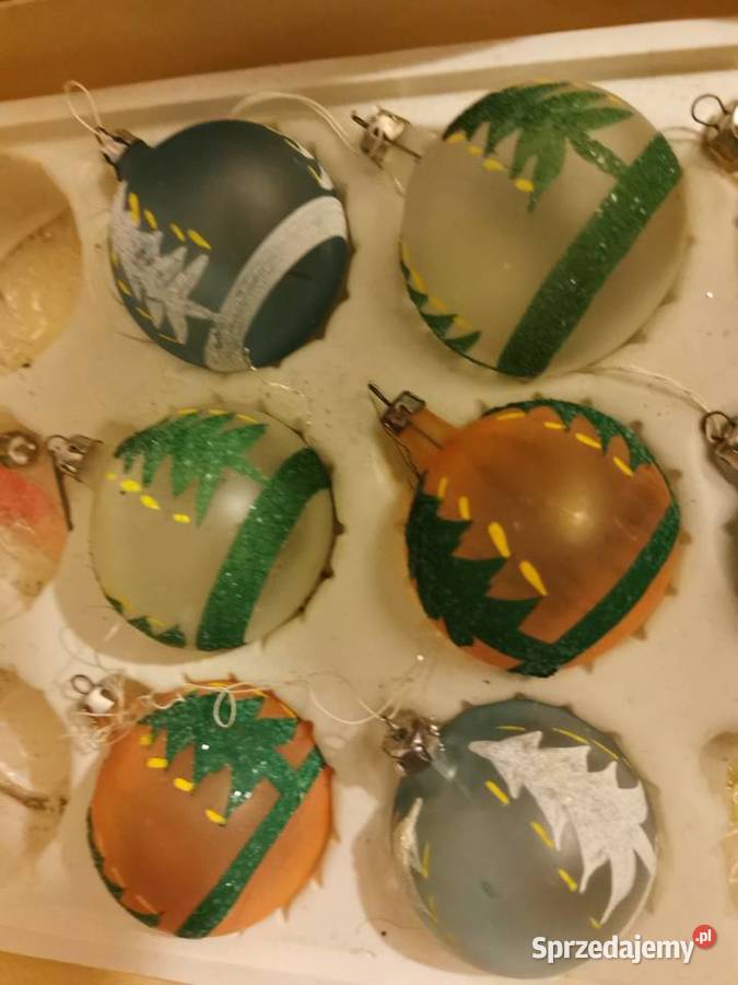 Bombki PRL różne kolory 8 sztuk Boże Narodzenie Lębork