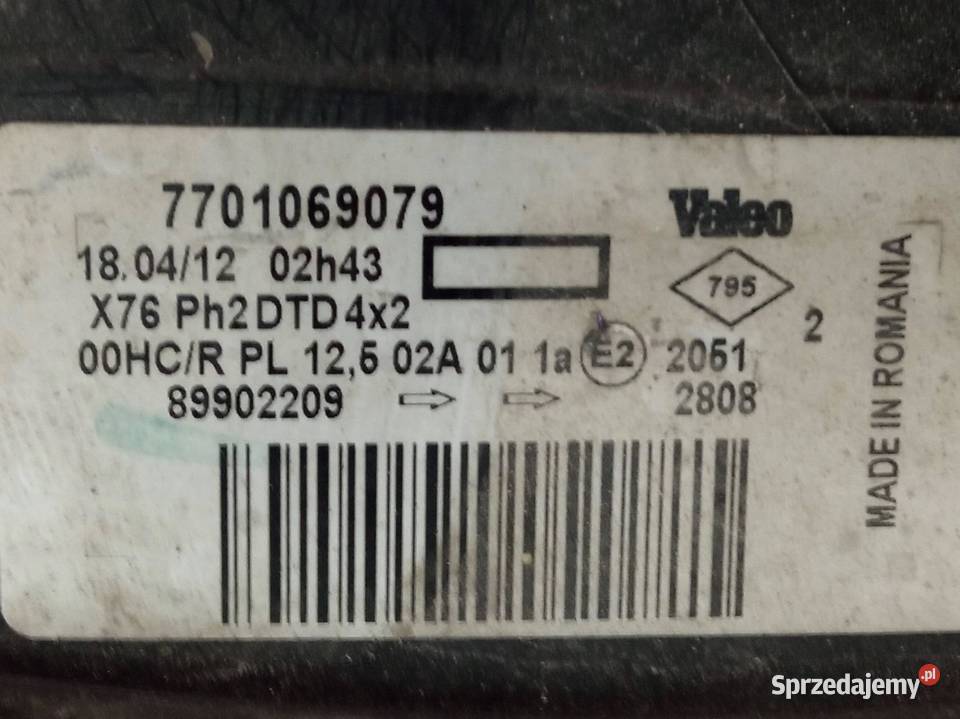 LAMPA PRZÓD PRAWA LIFT EUROPA 7701069079 Renault