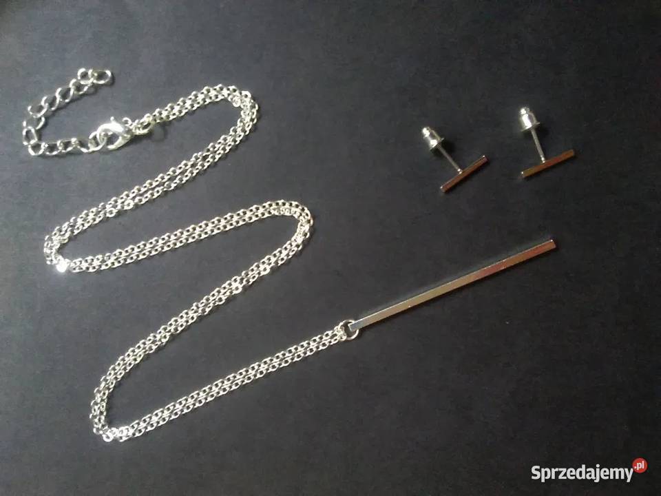 Elegancki naszyjnik kolczyki nowy komplet Warszawa