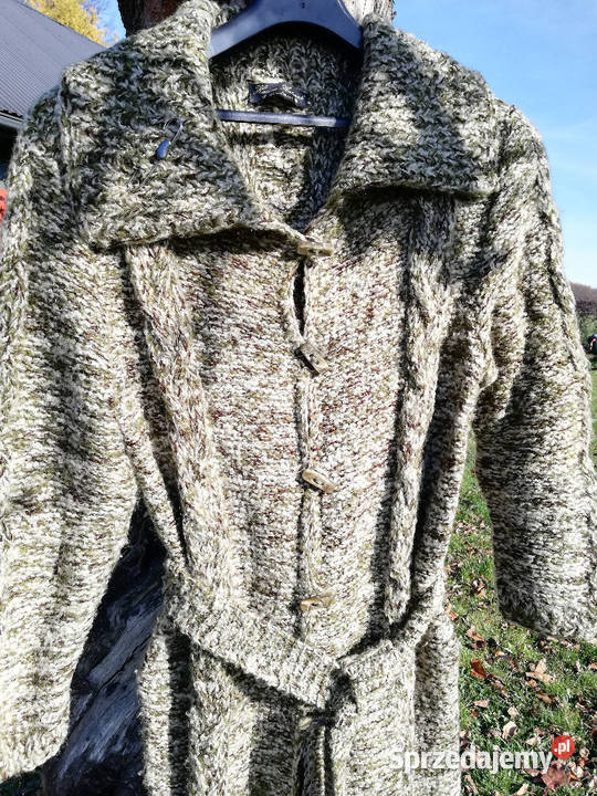 Długi zrobiony na drutach płaszcz sweter r4042 Kraków