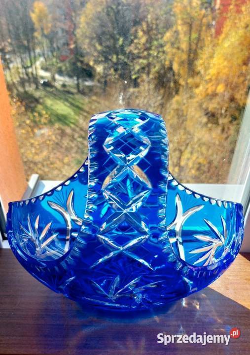 Piękny duży kosz kryształowy PRL dolnośląskie Wrocław sprzedam