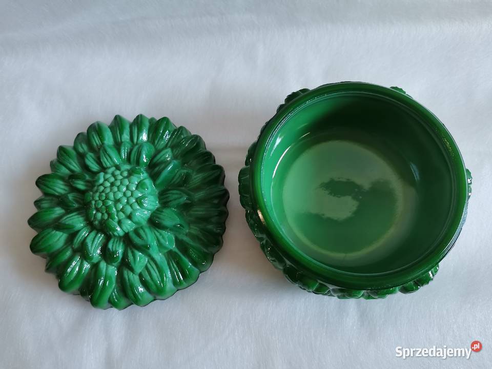 Stara bomboniera puzderko Chryzantema szkło Porcelana i szkło Katowice