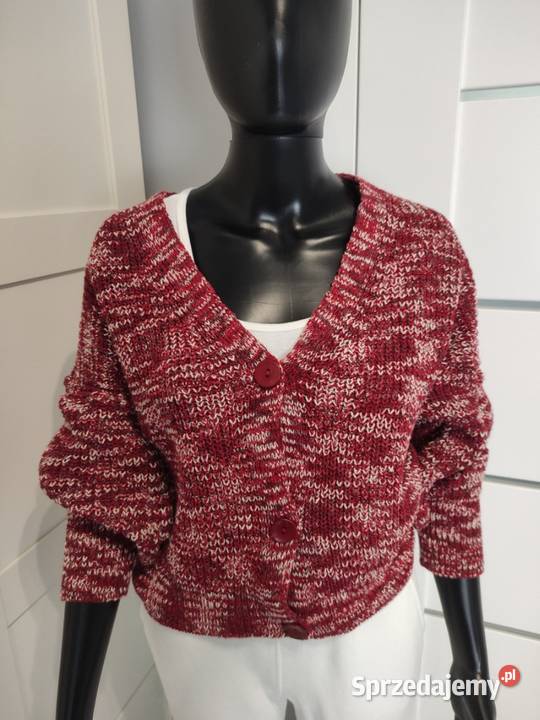 Sweter damski na guzikach kardigan bordowy Swetry i golfy wielkopolskie