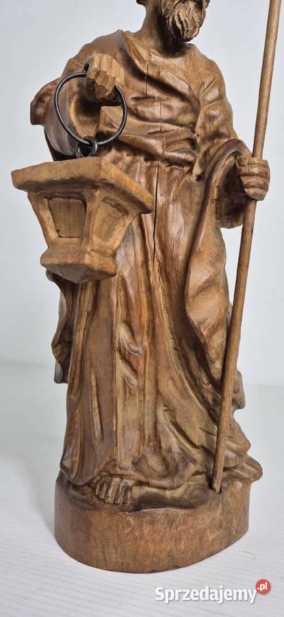 Stara rzeźba drewniana Św Józef z lampionem i Biłgoraj