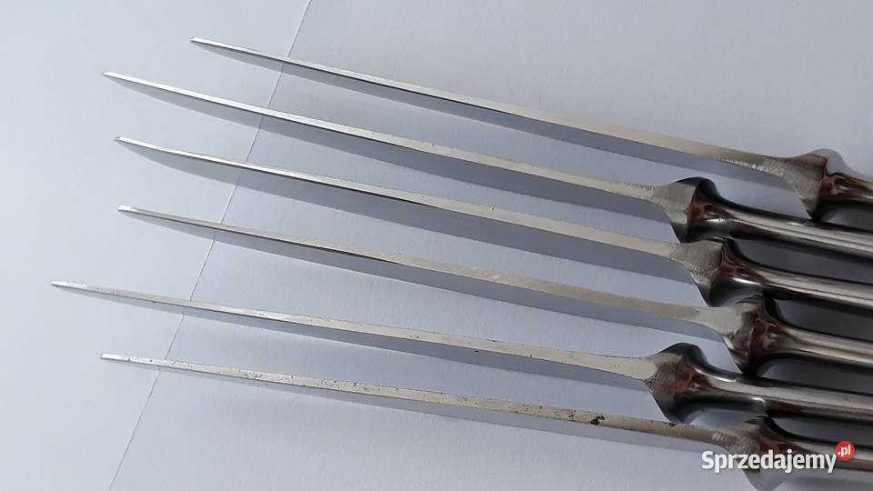 Noże obiadowe 3 KROPLA WODY Gerlach sztućce PRL Dąbrowa Górnicza