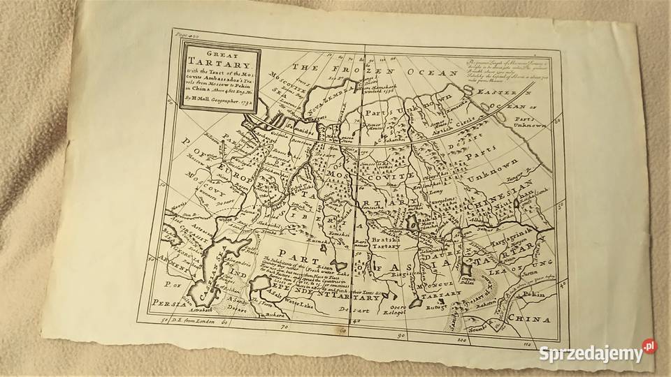 Starodruk Carska Rosja Syberia Mapa 1732 r Antykwariat Poznań