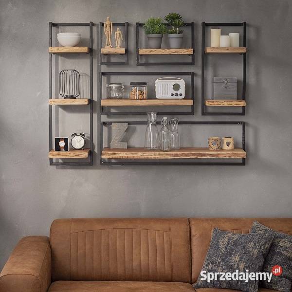Półka wisząca na ścianę LOFT DĄB STAL malowanie Bartoszyce