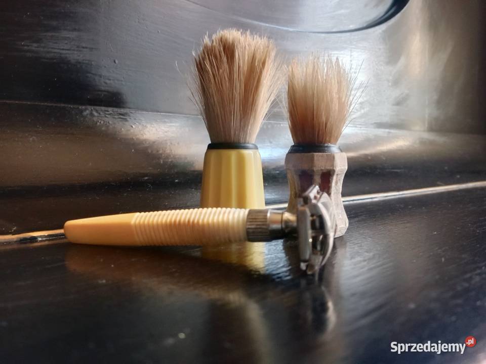 Zestaw Do Golenia PRL Retro Maszynka 2 Pędzle Pozostałe