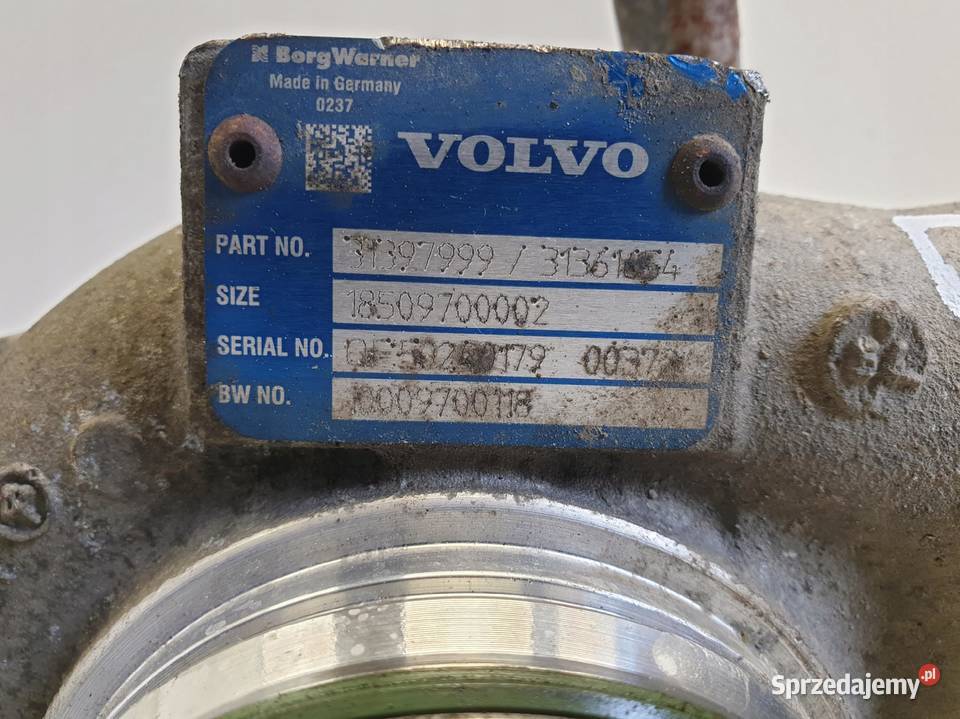 TURBOSPRĘŻARKA Volvo V60 20 D4 turbo 31397999 osobowe Turbosprężarki lubelskie Chełm