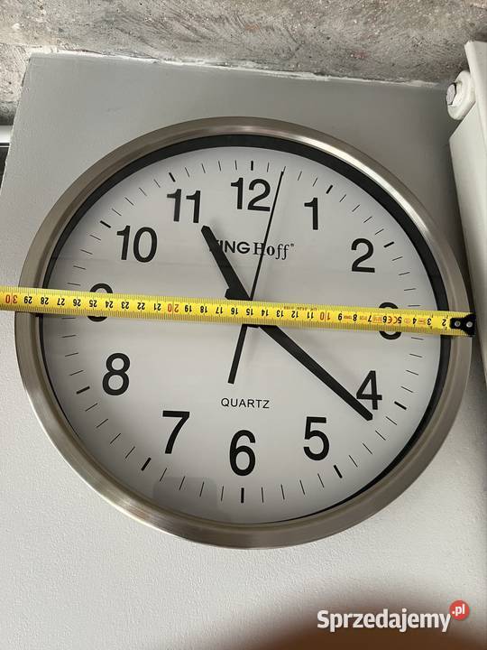 Zegar ścienny KINGHoff Quartz 30 srebrny sprawny Warszawa