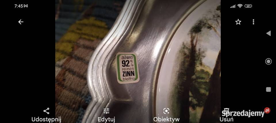 Talerz kolekcjonerski pporcelana pejzaż w cynie