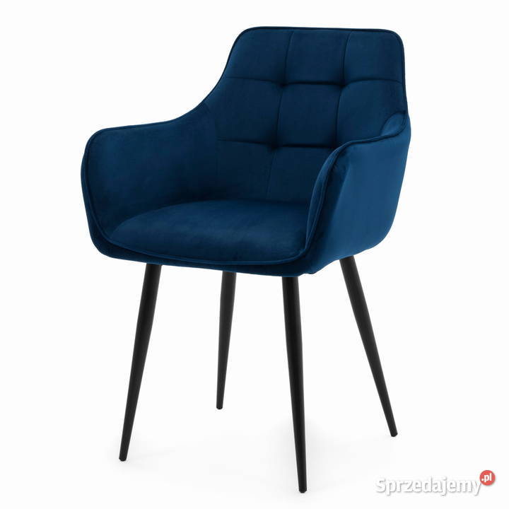 Granatowe Krzesło Tapicerowane Quattro Wysyłka 88cm Tarchały Małe sprzedam