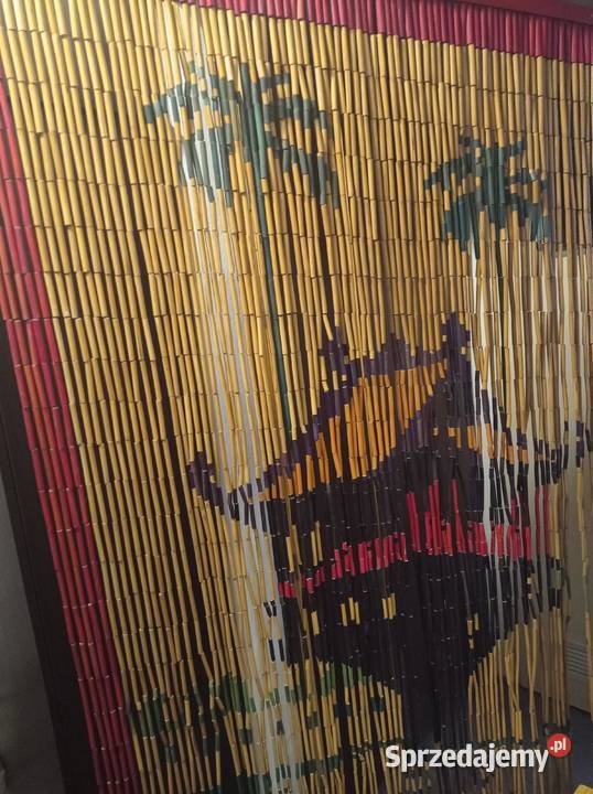 Kurtyna przesłona koraliki drewniane retro PRL Warszawa