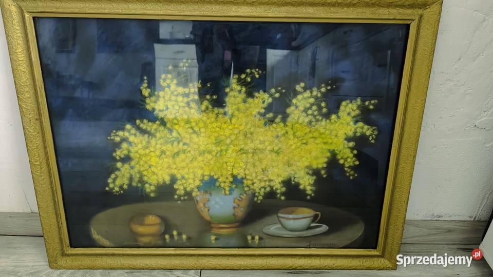 Piękny obraz martwa natura kwiaty Marian Łódź