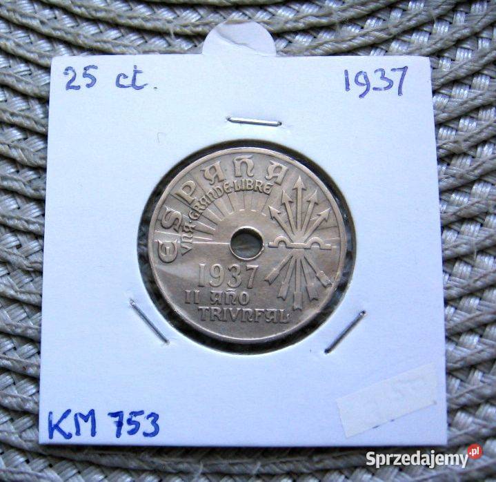 Hiszpania 25 Centawos 1937r Ładna