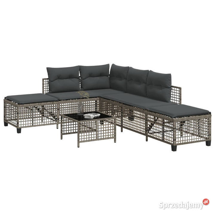 3cz narożna sofa ogrodowa z poduszkami szara Krzesła ogrodowe mazowieckie