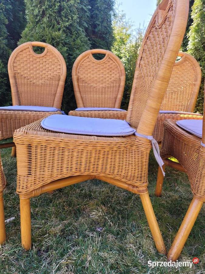 Komplet 6 foteli z ratanu z poduchą Białogard