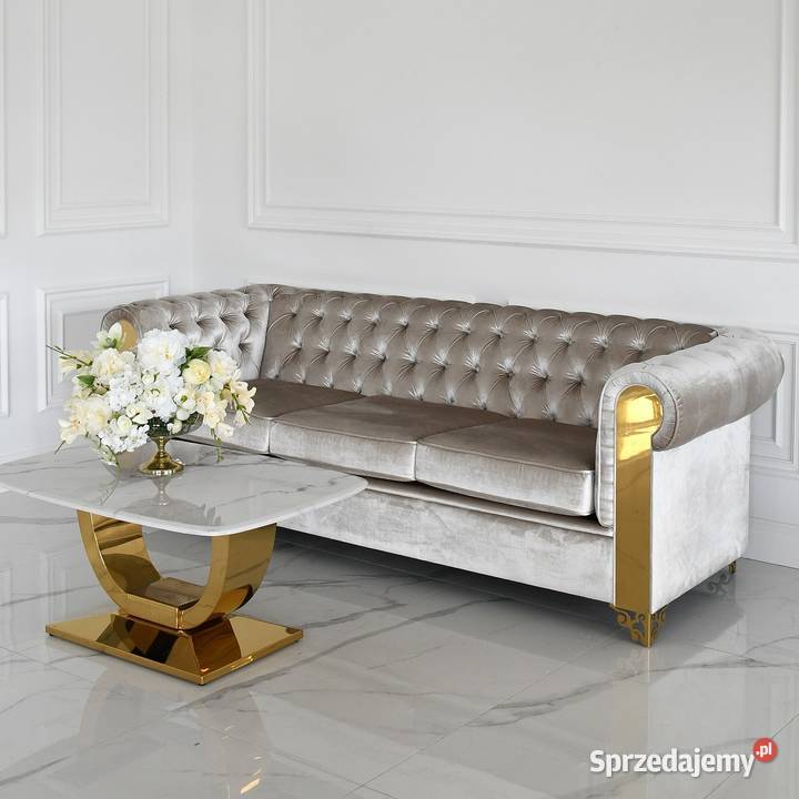 Sofa Glamour AVIATOR Złota Pikowana Ekskluzywna Warszawa sprzedam