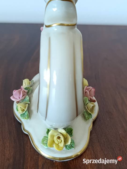 Porcelanowy świecznik Dresden z korona unikat Świeczniki
