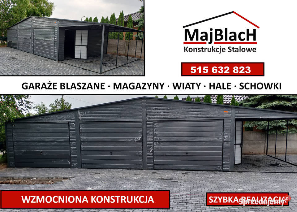 Garaż Blaszany Dwuspadowy Grafit RALOcynk blacha