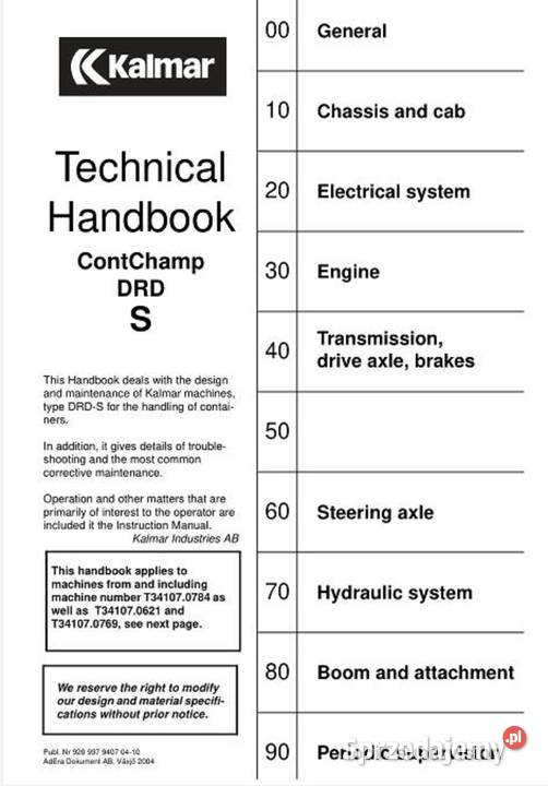 Kalmar Contchamp DRDS instrukcja serwisowa język świętokrzyskie