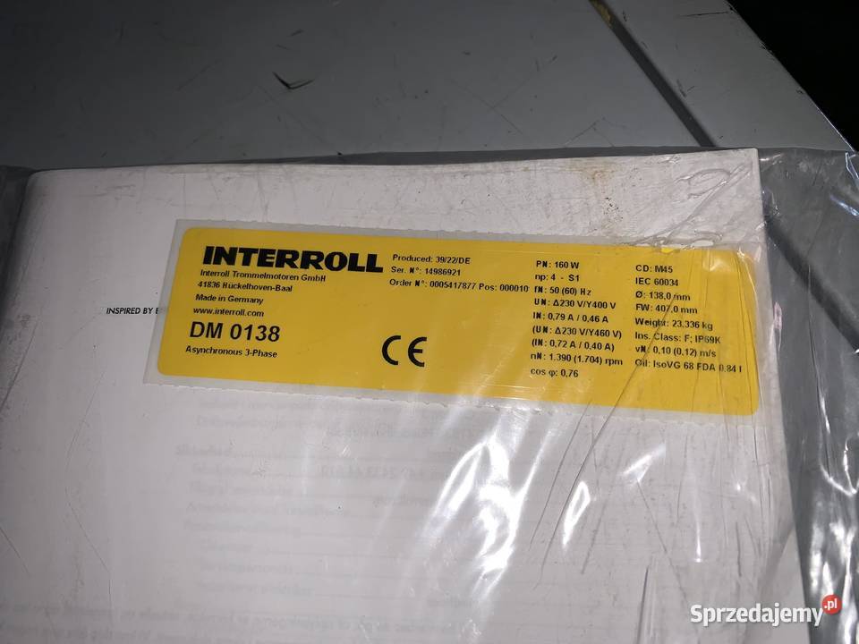 Interroll DM 0138 Drum Motor 160W 138mm x 407 mm mazowieckie Warszawa
