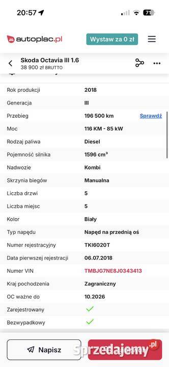 Skoda Octavia III 2018 16 gniazdo AUX Bodzentyn