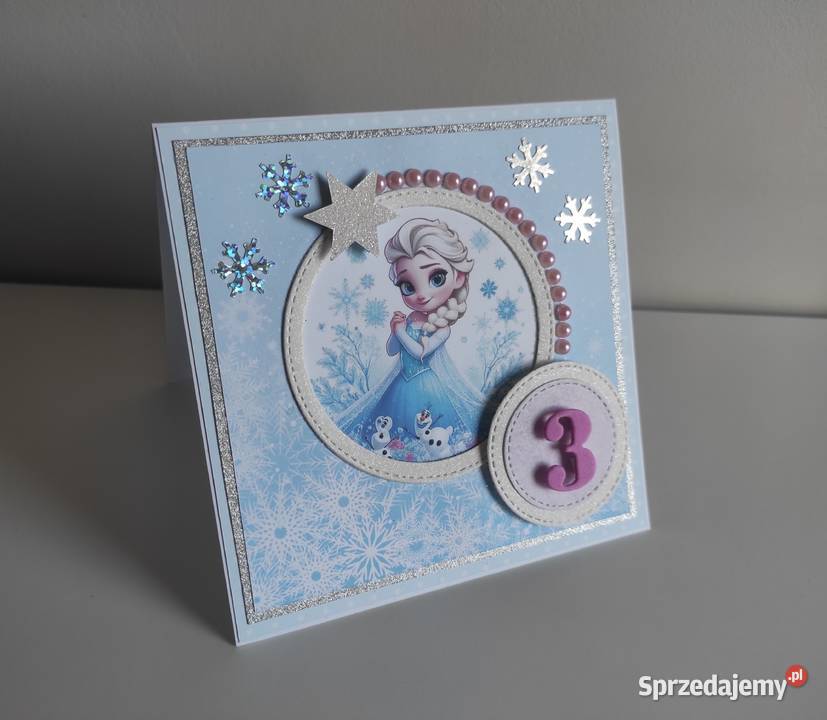 Kartka ręcznie robiona na urodziny Kraina lodu Łódź