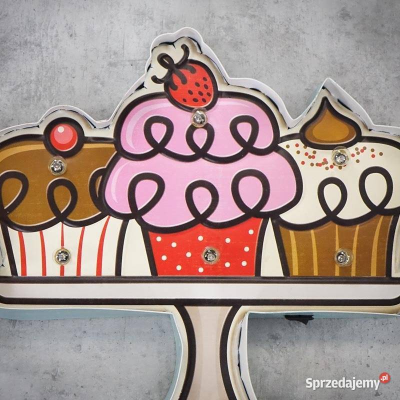 Szyld podświetlany 3D retro CAKE 2 dekoracja Obrazki i obrazy Chmielnik sprzedam