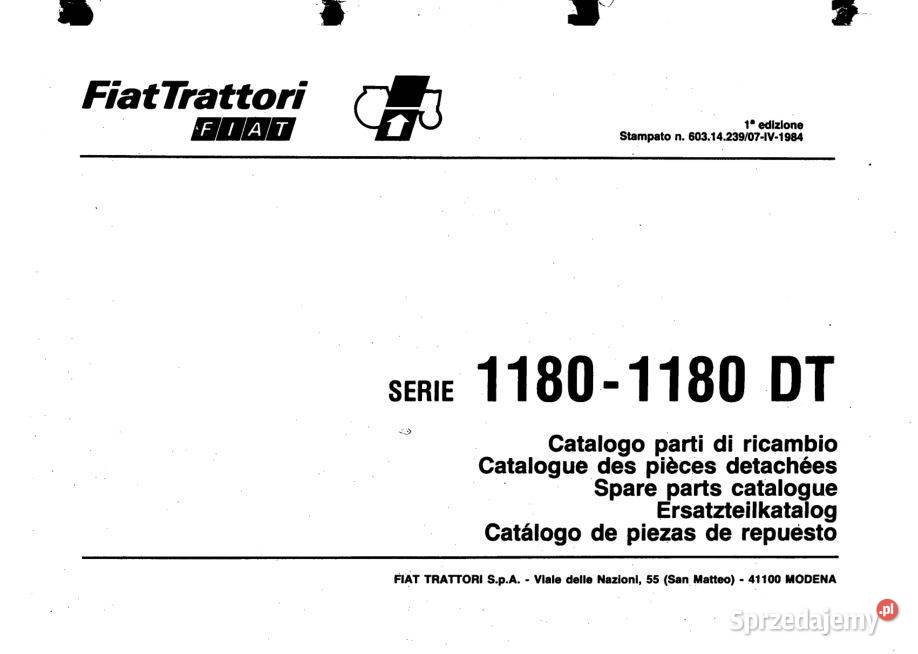 Fiat 1180 1180DT katalog części zamiennych motoryzacja, transport Poradniki, albumy i reportaże świętokrzyskie Kielce