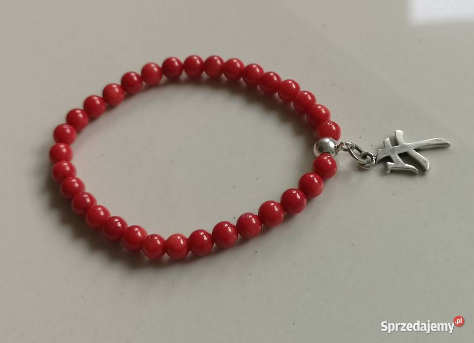 Bransoletka koral hieroglif byk srebro Toruń