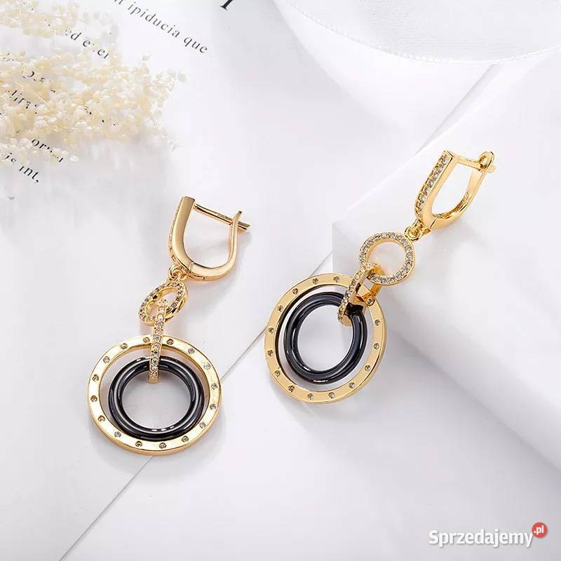 Eleganckie kolczyki ceramiczne złote Kołobrzeg