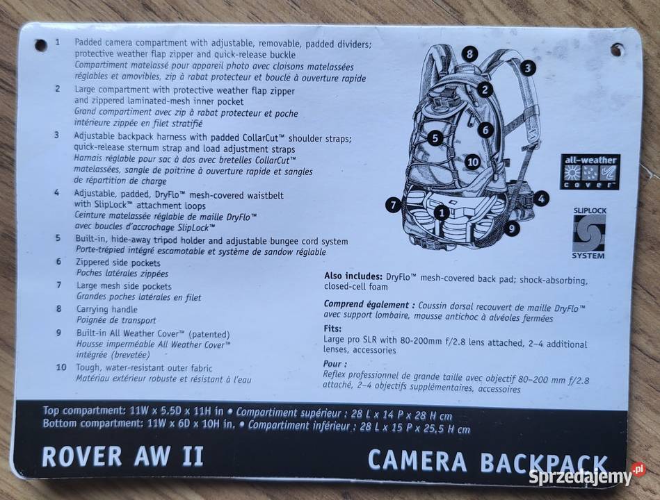 Lowepro Rover II plecak fotograficzny premium małopolskie Kraków sprzedam