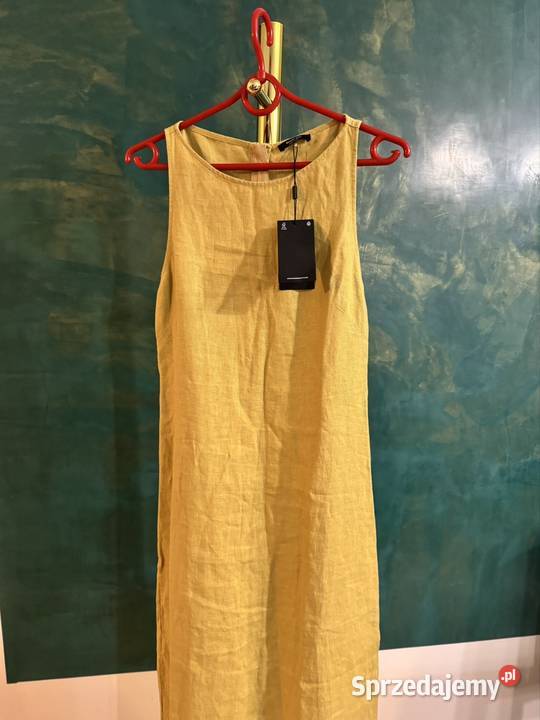 Sukienka damska 34 Massimo Dutti limonkowa z lnu Spódnice i sukienki śląskie Częstochowa
