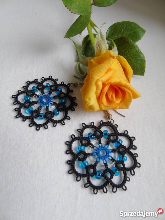 Kolczyki Frywolitkowe małopolskie Wiśniowa sprzedam