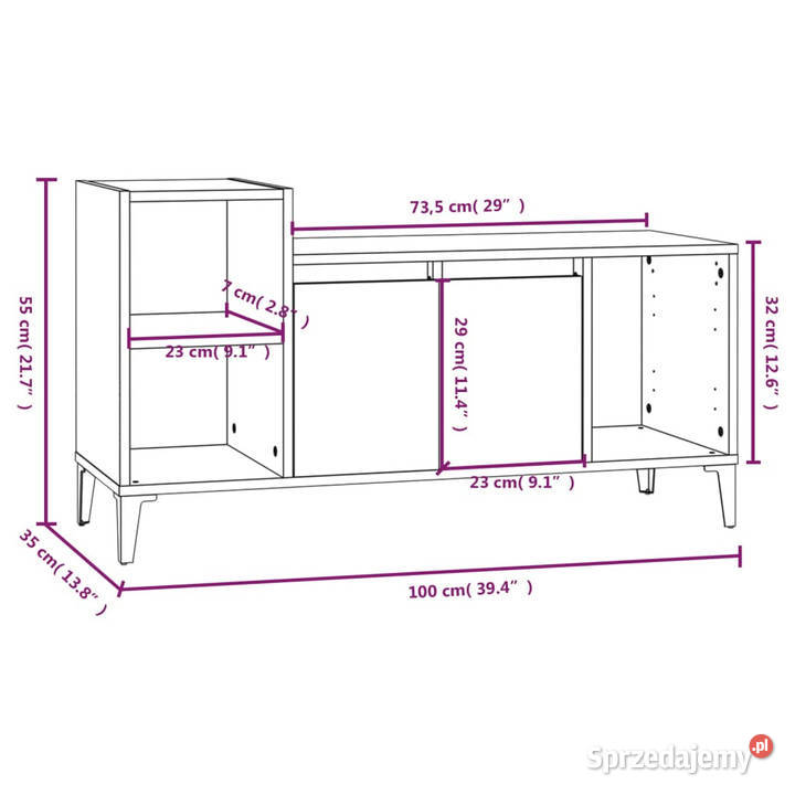Szafka pod telewizor brązowy dąb 100x35x55 Warszawa