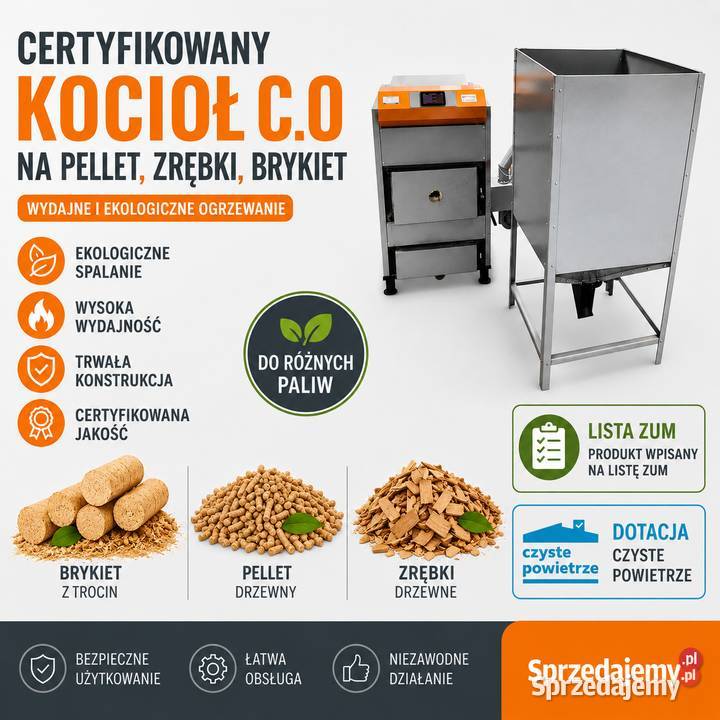 Kocioł na biomasę BIOWARMER zrębki pellet owies mazowieckie