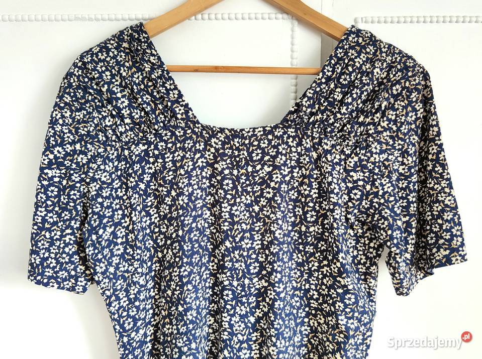 Kombinezon vintage L 40 łączka kwiaty granatowy biały Szczecin