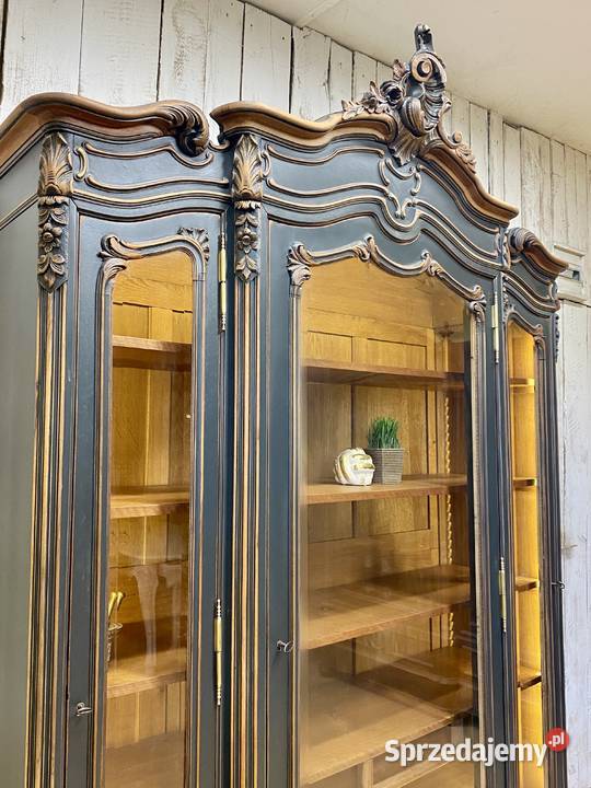 BIBLIOTEKA 3drzwiowa witryna antracyt Louis XV 48cm Poznań sprzedam