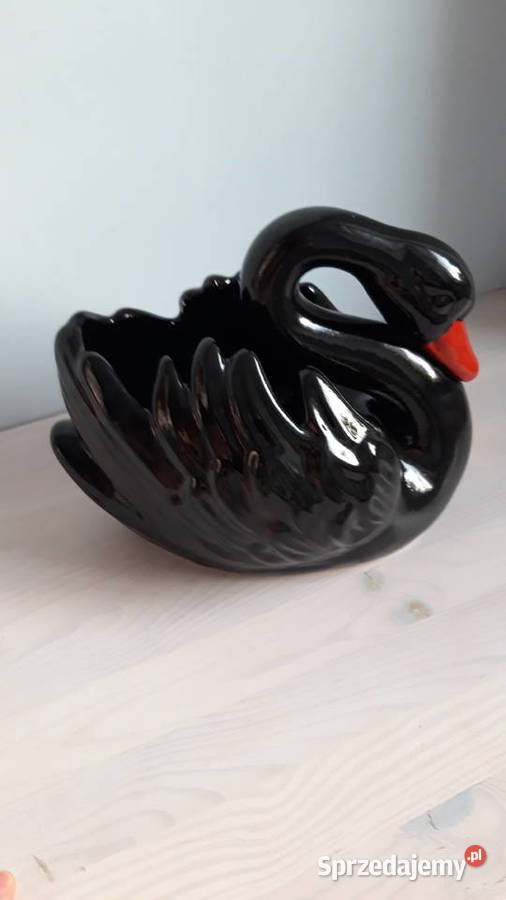 Czarny łabędź ceramiczny Austria Gmundner opolskie Głuchołazy
