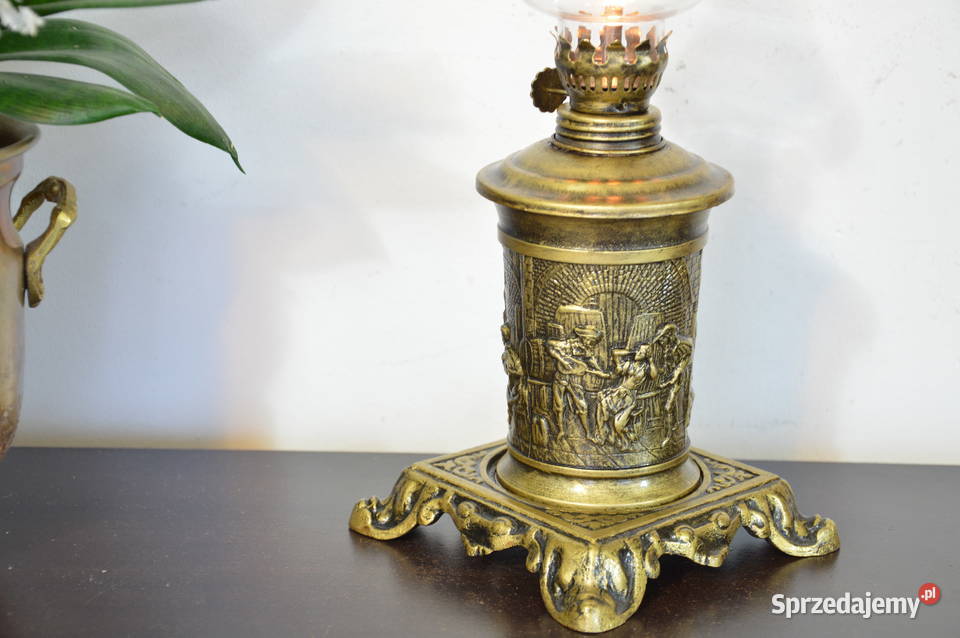 piękna cynowa LAMPA NAFTOWA stara Jastrzębie-Zdrój