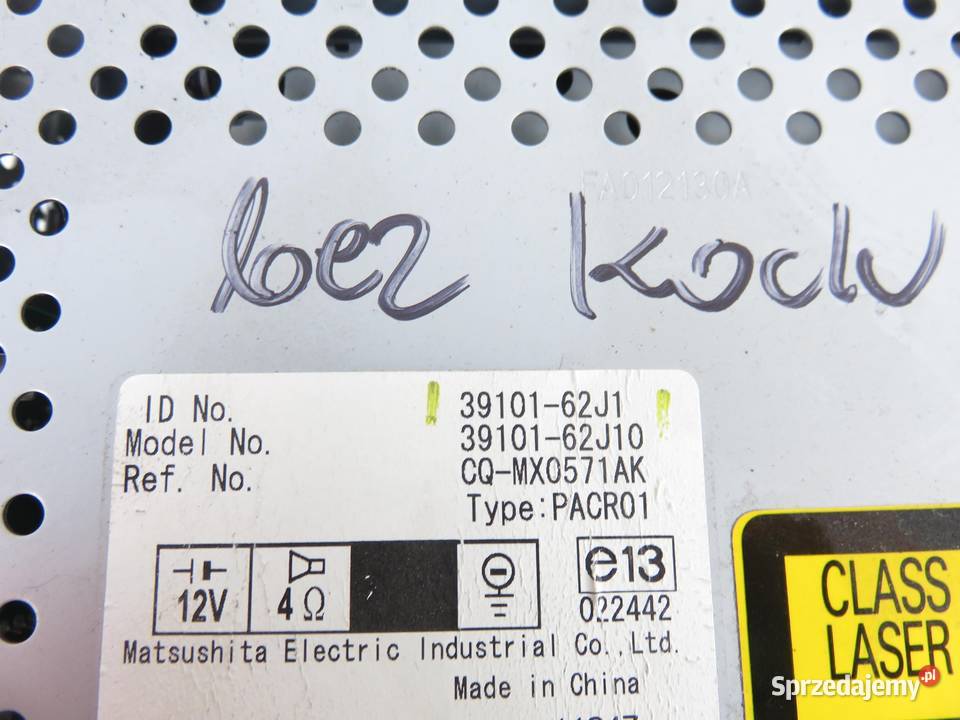 RADIO SUZUKI SWIFT III MZ EZ 3910162J1