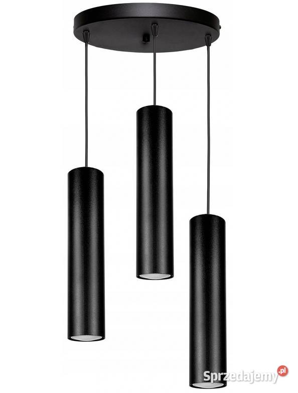 Lampa wisząca potrójna LOFT tuba GU10 czarna Choroszcz