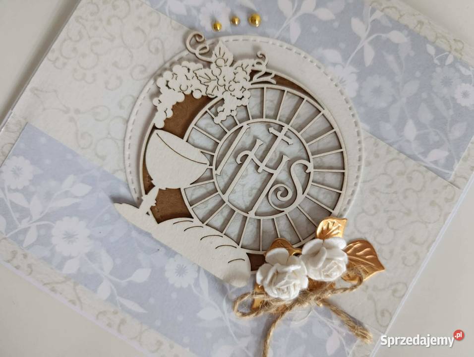 Kartka ręcznie robiona Pierwsza Komunia Święta Rękodzieło Łódź
