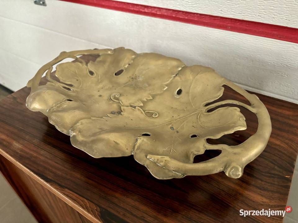 Stara mosiężna patera liść Wrocław