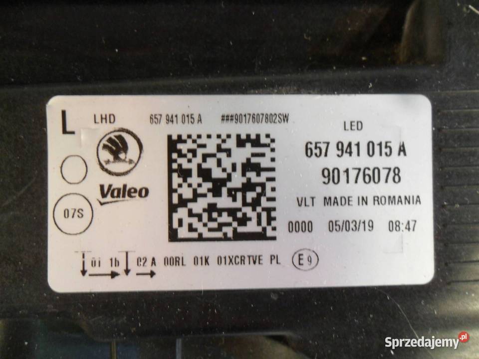 REFLEKTOR PRZÓD STRONA LEWA SKODA SCALA wielkopolskie Nowy Tomyśl sprzedam