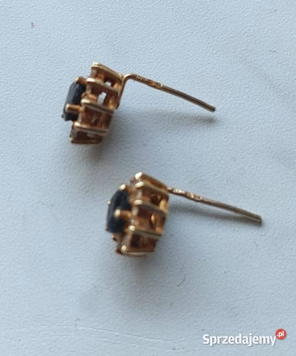 Kolczyki złoto 585 z czarnymi kamieniami