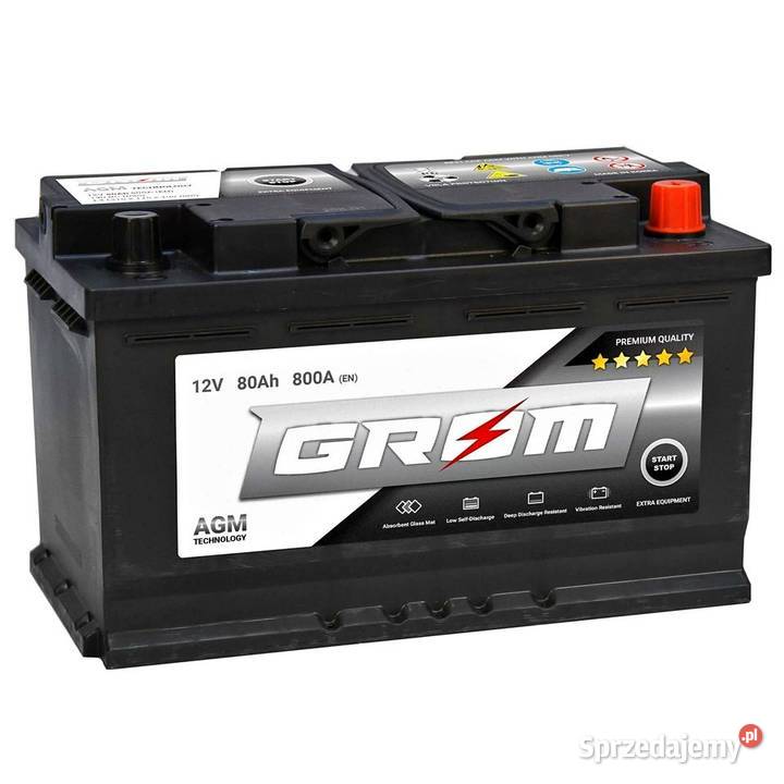 Akumulator GROM AGM STARTSTOP 80Ah 800A Prawy Białystok