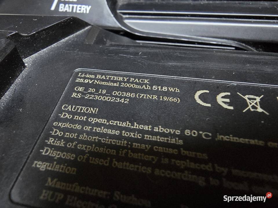Uszkodzona bateria Tefal 252V Oświęcim sprzedam